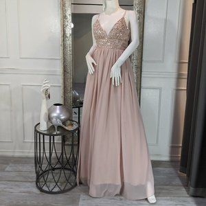 Blush Pink Formal Evening Prom Dress Gown